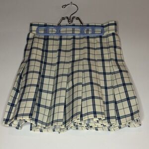 Princess Polly Navy Plaid Pleated Mini Skirt Women's S/M Schoolgirl Y2K Style